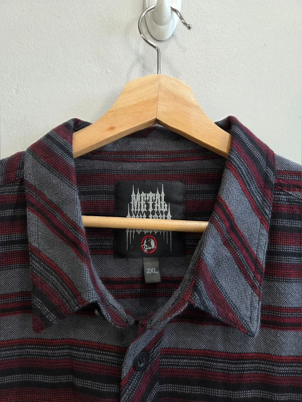 Metal Mulisha 2-Stroke Woven Long Sleeve Stripe Flannel Shirt Cotton Men's XXL